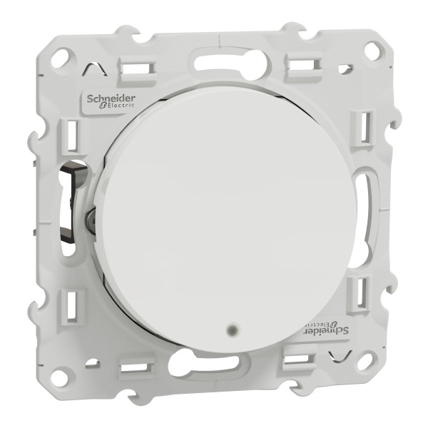 Poussoir lumineux blanc Schneider Odace Localisation avec LED bleu 0,15mA fixation à griffes
