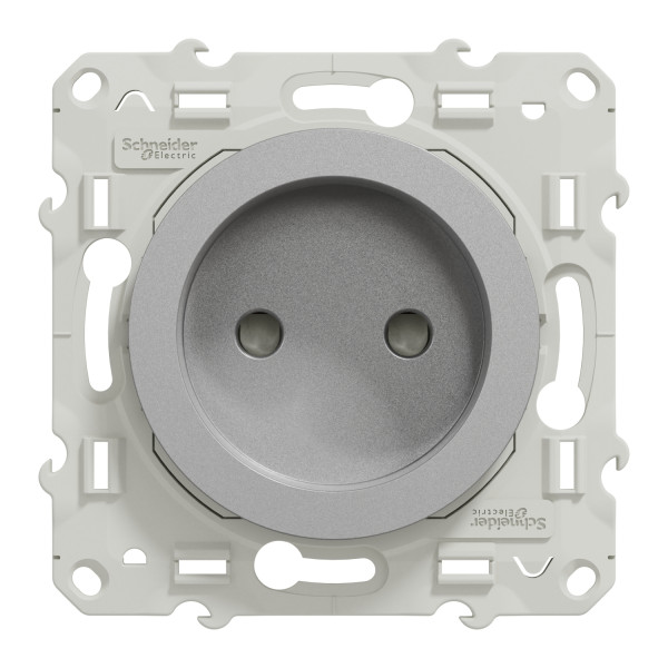 Prise de courant 2P aluminium Schneider Odace connexion rapide fixation à vis 