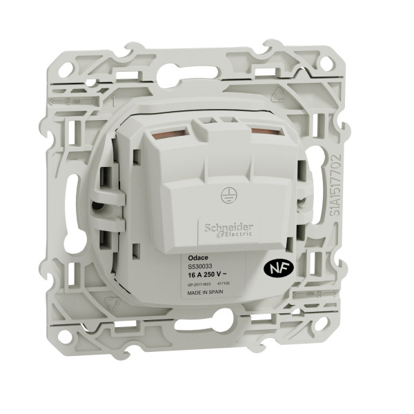 Prise de courant 2P aluminium Schneider Odace connexion rapide fixation à vis 