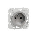 Prise de courant 2P+T aluminium Schneider Odace bornes traversantes, 3 repiquage, fixation à vis