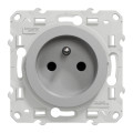 Prise de courant 2P+T aluminium Schneider Odace bornes traversantes, 3 repiquage, fixation à vis