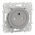 Prise de Courant 2 P+T Affleurante Aluminium Odace Schneider Electric - Connexion Rapide