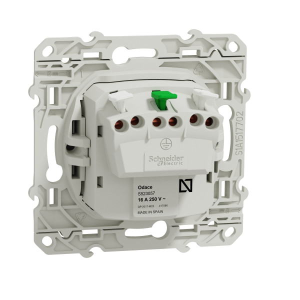 Prise de courant 2P+T aluminium Schneider Odace standard allemand fixation à vis