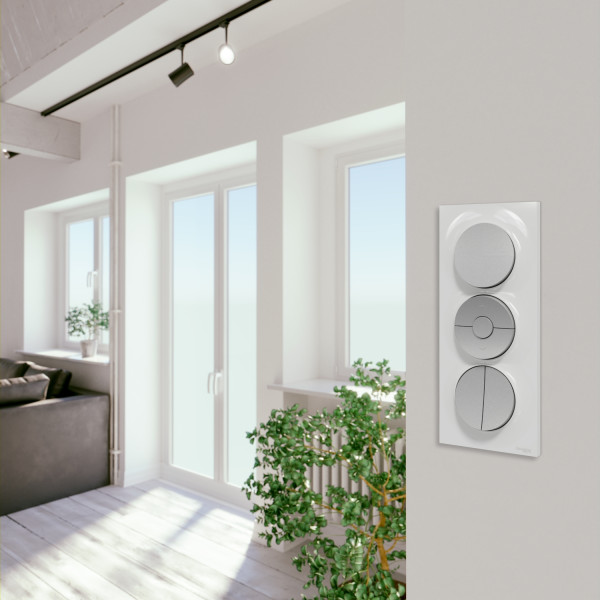 Poussoir aluminium Schneider Odace 10A fixation à vis