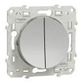 Interrupteur ou va-et-vient double aluminium Schneider Odace fixation à griffes
