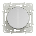 Interrupteur ou va-et-vient double aluminium Schneider Odace fixation à griffes