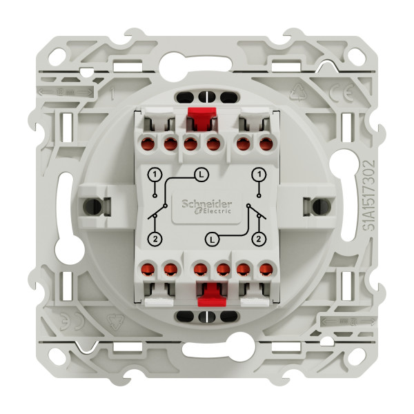 Interrupteur ou va-et-vient double aluminium Schneider Odace fixation à griffes