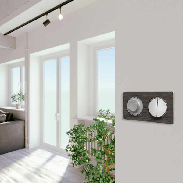 Interrupteur ou va-et-vient double aluminium Schneider Odace fixation à griffes