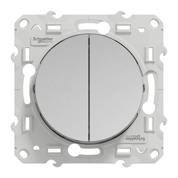 Poussoir double aluminium Schneider Odace connexion rapide fixation à vis