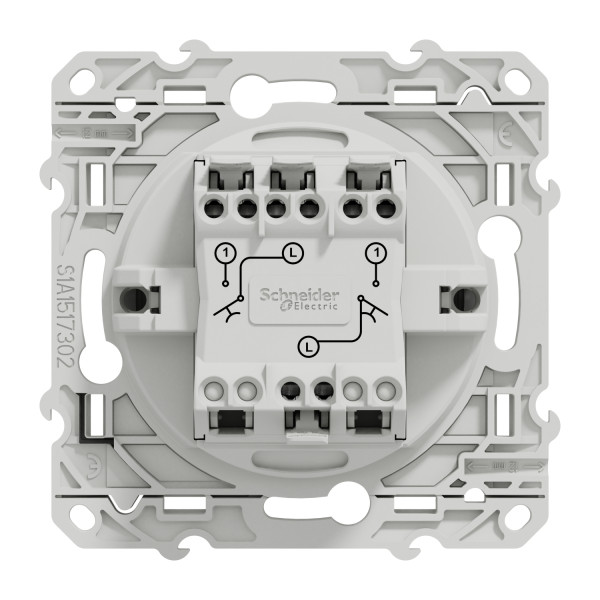 Poussoir double aluminium Schneider Odace connexion rapide fixation à vis