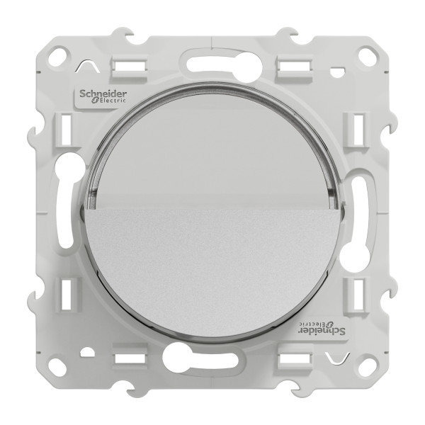 Poussoir aluminium Schneider Odace avec porte-étiquette fixation à vis