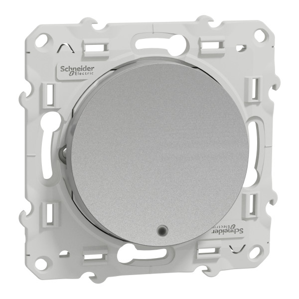 Poussoir lumineux aluminium Schneider Odace Localisation avec LED bleu 0,15mA fixation à vis