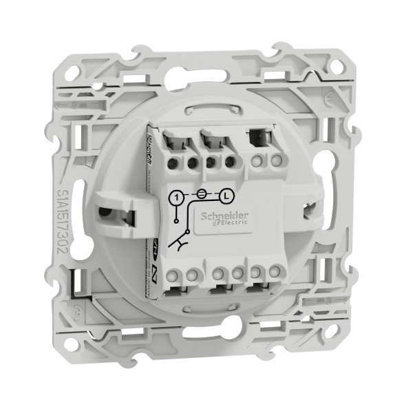 Poussoir lumineux aluminium Schneider Odace Localisation avec LED bleu 0,15mA fixation à vis