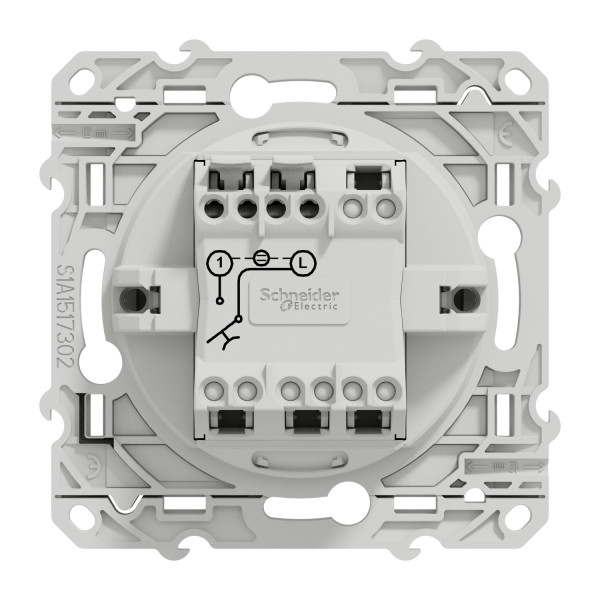 Poussoir lumineux aluminium Schneider Odace Localisation avec LED bleu 0,15mA fixation à vis