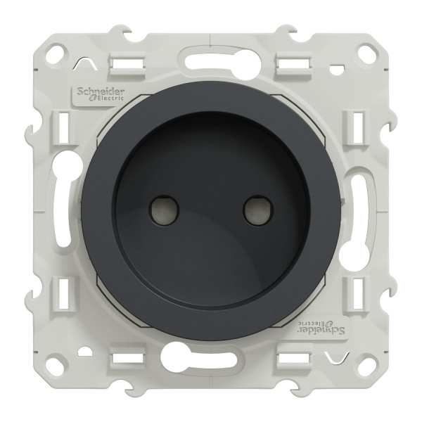 Prise de courant 2P anthracite Schneider Odace connexion rapide fixation à vis 