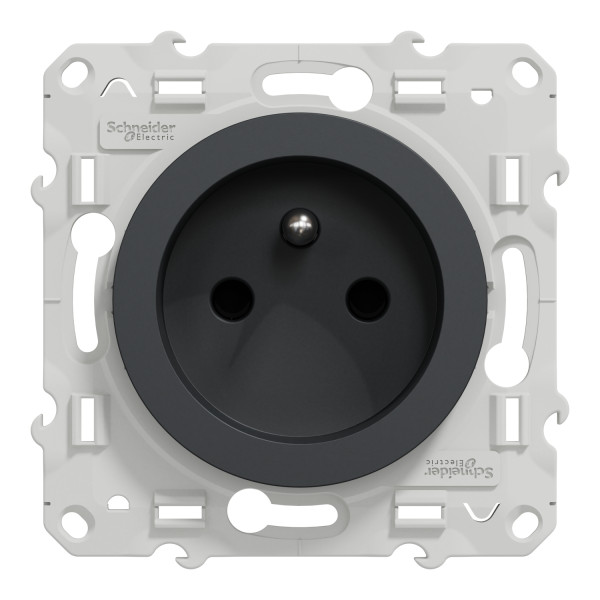 Prise de courant 2P+T anthracite Schneider Odace 4 connexions rapides par pôle fixation à vis