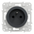 Prise de courant 2P+T anthracite Schneider Odace 4 connexions rapides par pôle fixation à vis