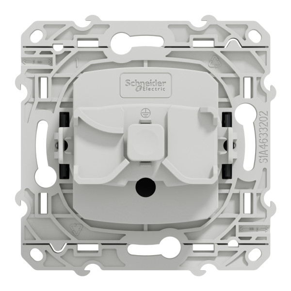 Prise de courant 2P+T anthracite Schneider Odace 4 connexions rapides par pôle fixation à vis