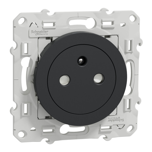 Prise de Courant 2 P+T Affleurante Anthracite Odace Schneider Electric - Connexion Rapide