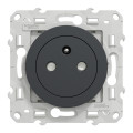 Prise de courant 2P+T affleurante anthracite Schneider Odace connexion rapide fixation à vis