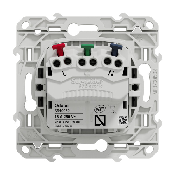 Prise de courant 2P+T affleurante anthracite Schneider Odace connexion rapide fixation à vis