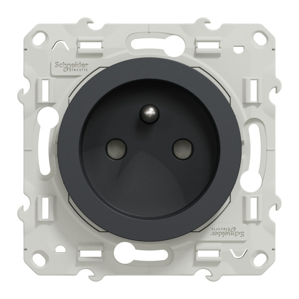 Prise de courant 2P+T anthracite Schneider Odace 2 connexions rapides par pôle fixation à vis