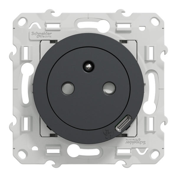 Odace - prise affleurante + usb c10.5w - anthracite