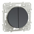 Va-et-vient double anthracite Schneider Odace connexion rapide fixation à vis