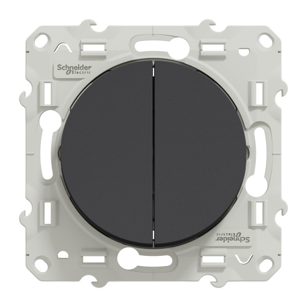 Va-et-vient double anthracite Schneider Odace connexion rapide fixation à vis