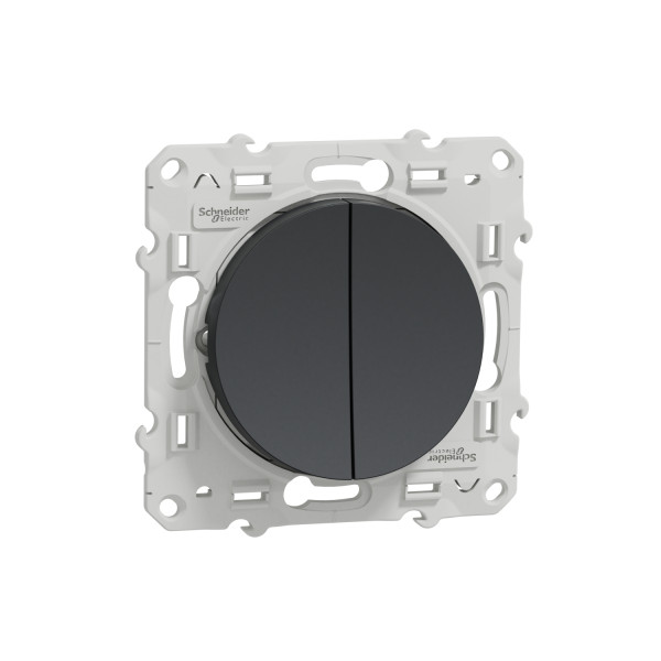 Poussoir double anthracite Schneider Odace fixation à vis connexion rapide