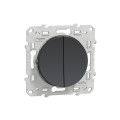 Poussoir double anthracite Schneider Odace fixation à vis connexion rapide