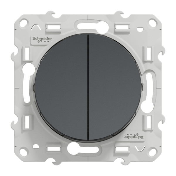 Poussoir double anthracite Schneider Odace fixation à vis connexion rapide