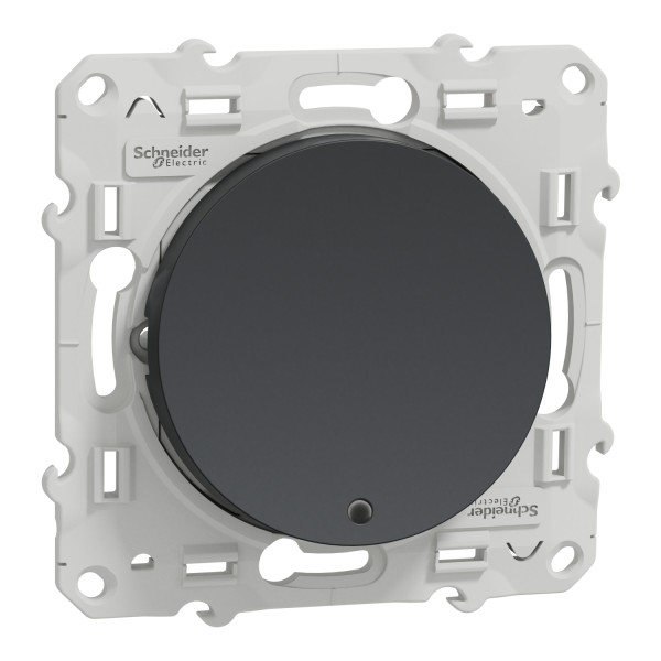 Poussoir lumineux anthracite Schneider Odace Localisation avec LED bleu 0,15mA fixation à vis