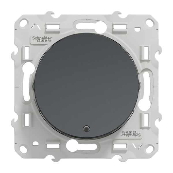 Poussoir lumineux anthracite Schneider Odace Localisation avec LED bleu 0,15mA fixation à vis