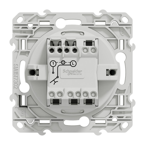 Poussoir lumineux anthracite Schneider Odace Localisation avec LED bleu 0,15mA fixation à vis
