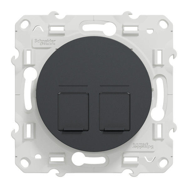 Double Prise RJ45 Anthracite Odace Schneider Electric- Sans Connecteur