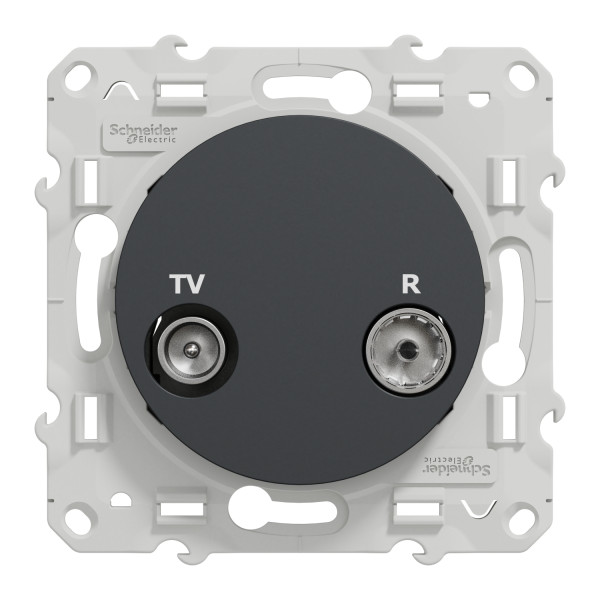 Schneider Odace Prise Tv/fm Anthracite, Individuelle, à Vis