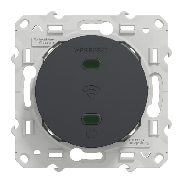 Répéteur Wifi anthracite Schneider Odace 300Mb/s 2,4GHz 2 modules bornier à vis