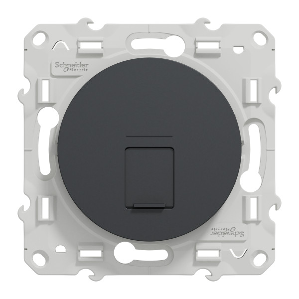 Prise RJ45 Anthracite Odace Schneider Electric- Grade 3 – Multimédia - Cat 6 – STP – Fixation à Vis