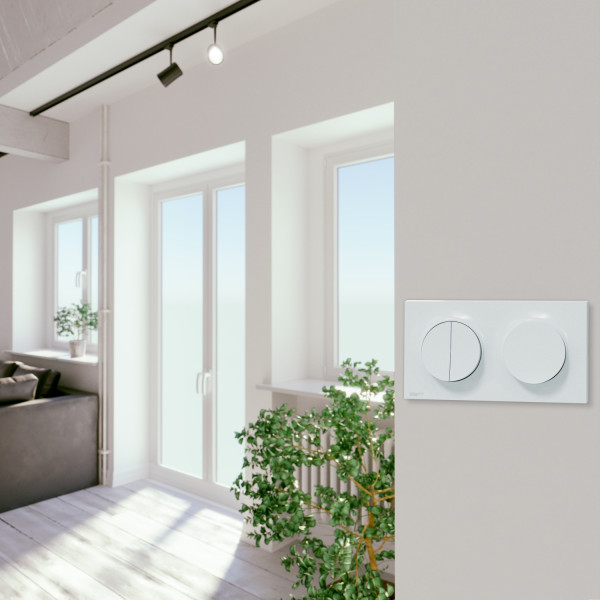 Odace styl, plaque blanc recyclé 2 postes horizontaux ou verticaux entraxe 71mm