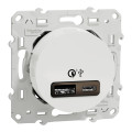Prise USB double blanche Schneider Odace charge rapide type A+C 18W 3,4A