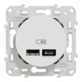 Prise USB Double Blanche Type A + C 5 Vcc 2,4 A Odace Schneider
