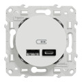 Prise USB double blanche Schneider Odace type A+C 5Vcc 2,4A