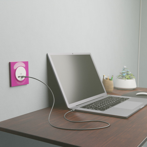 Prise USB double blanche Schneider Odace type A+C 5Vcc 2,4A