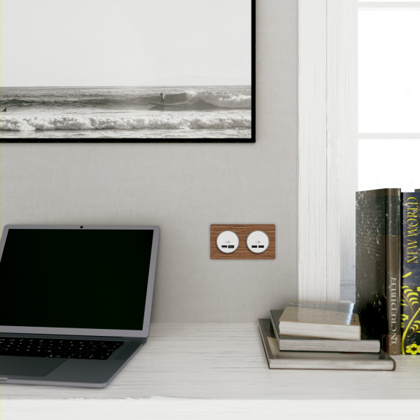 Prise USB double blanche Schneider Odace type A+C 5Vcc 2,4A