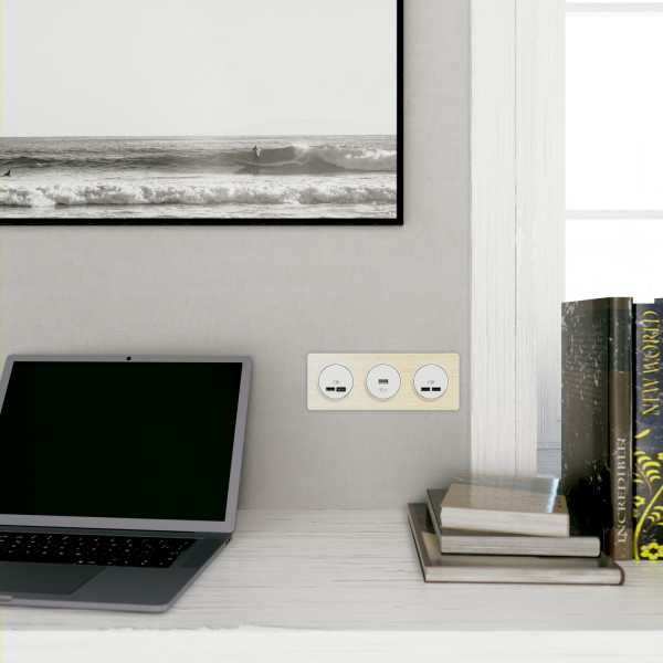 Prise USB double blanche Schneider Odace type A+C 5Vcc 2,4A