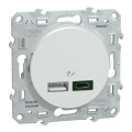 Prise chargeur USB blanc Schneider Odace type A 7,5W et C 45W forte puissance