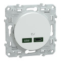 Prise chargeur USB blanc Schneider Odace type C 65W forte puissance
