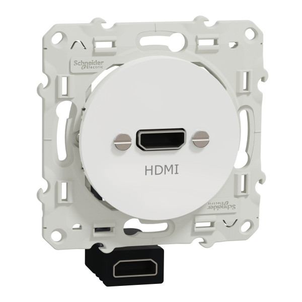 Prise HDMI Blanche Type A Odace Schneider Electric - Prise Femelle - Câble Femelle Arrière