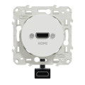 Prise HDMI Blanche Type A Odace Schneider Electric - Prise Femelle - Câble Femelle Arrière